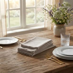 Set De 6 Servilletas De Lino Gris 41x41 Cm