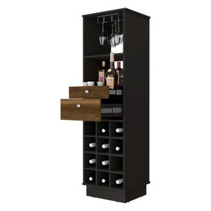 Bar Alto 2 Cajones 12 Botelleros Fm-002c - Cafe Oscuro Y Negro