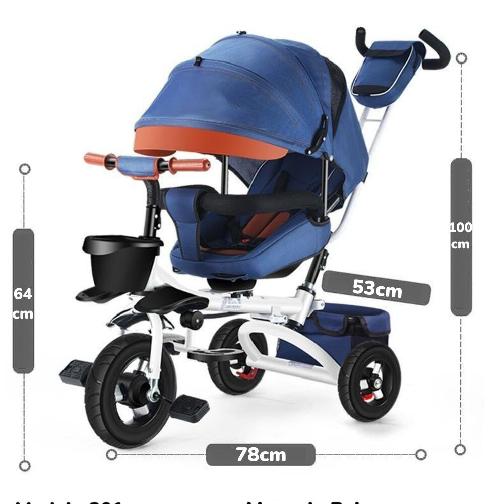 Triciclo Reversible Y Plegable Con Accesorios Azul Lubabycas image number 7.0