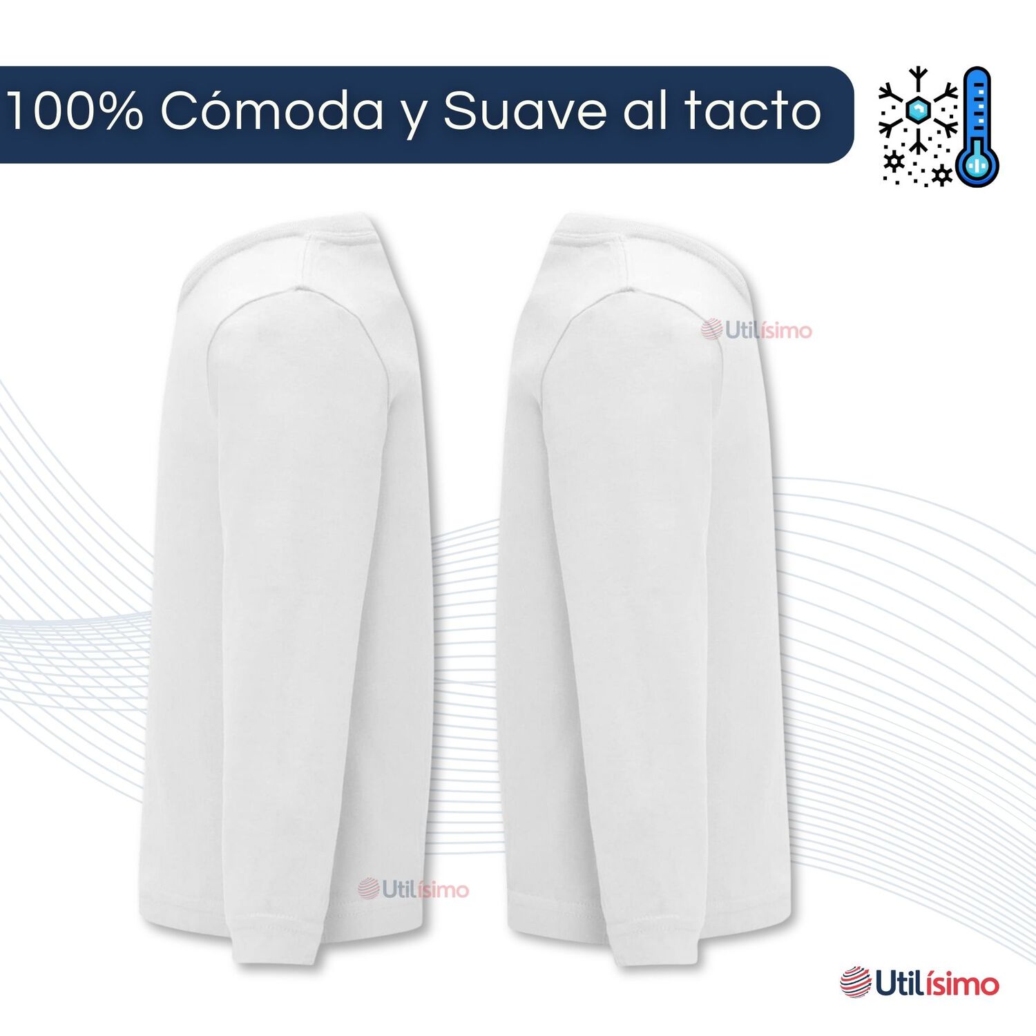 Pack 6 Camiseta Polera Polar Manga Larga Ni&ntilde;a Primera Capa Blanco image number 4.0