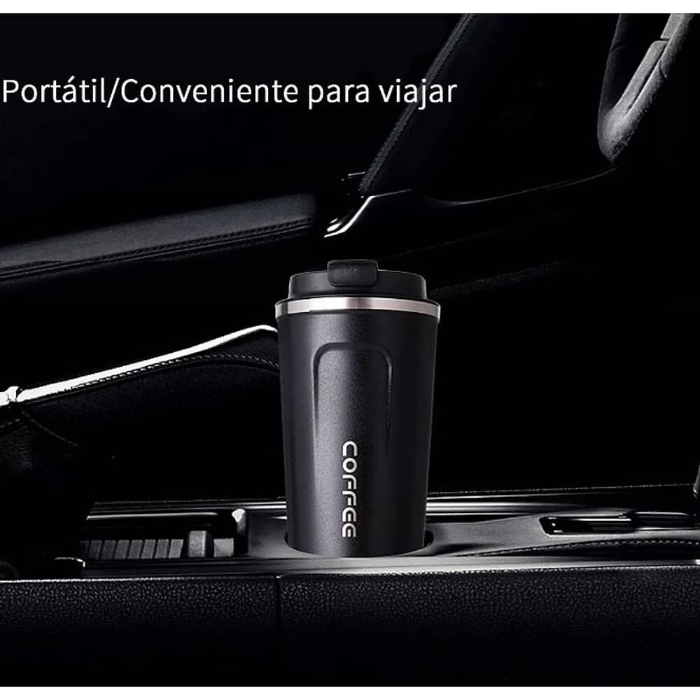 Vaso Termico Port&aacute;til De Doble Capa De Acero Inoxidable Caf&eacute; Negro image number 3.0