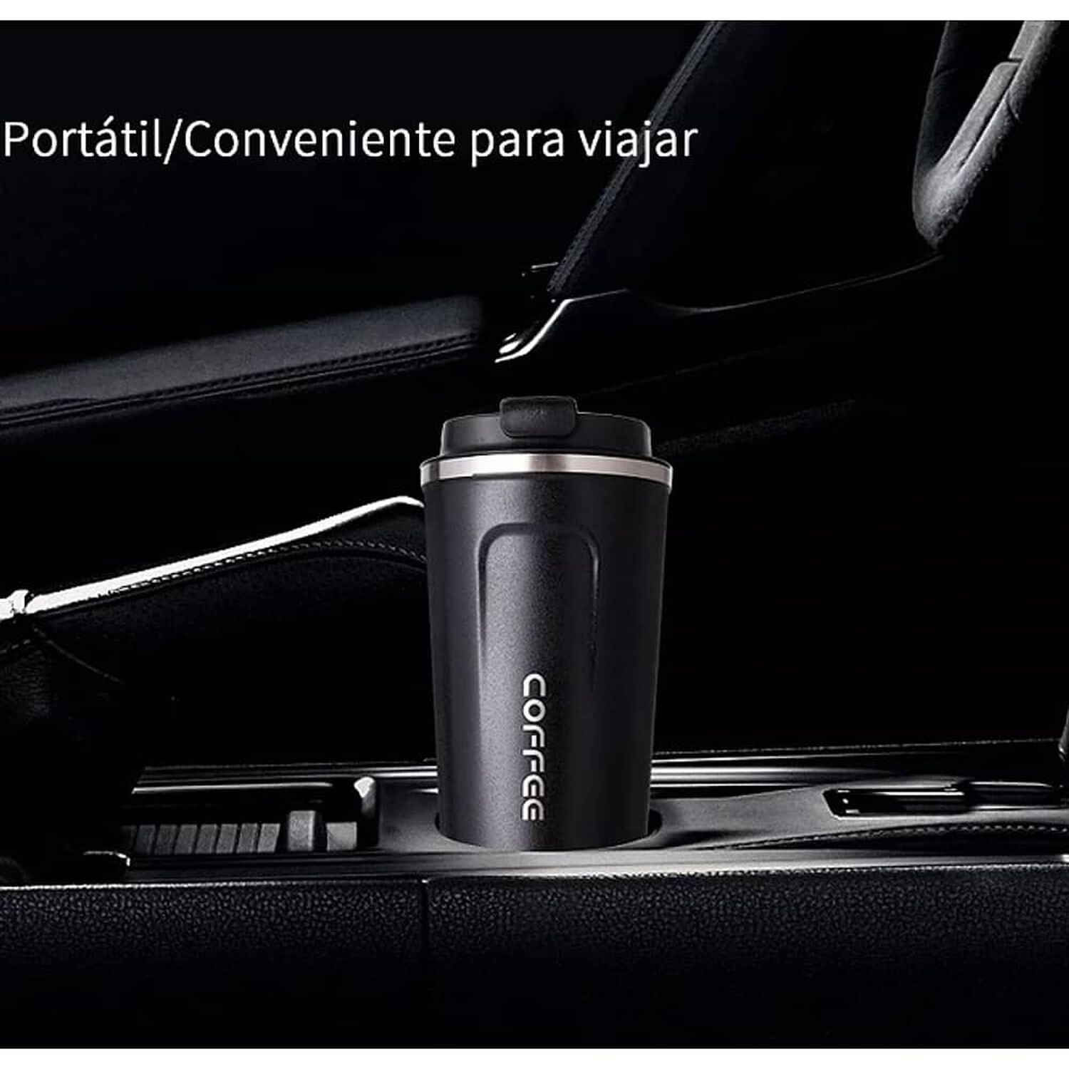 Vaso Termico Port&aacute;til De Doble Capa De Acero Inoxidable Caf&eacute; Negro image number 3.0