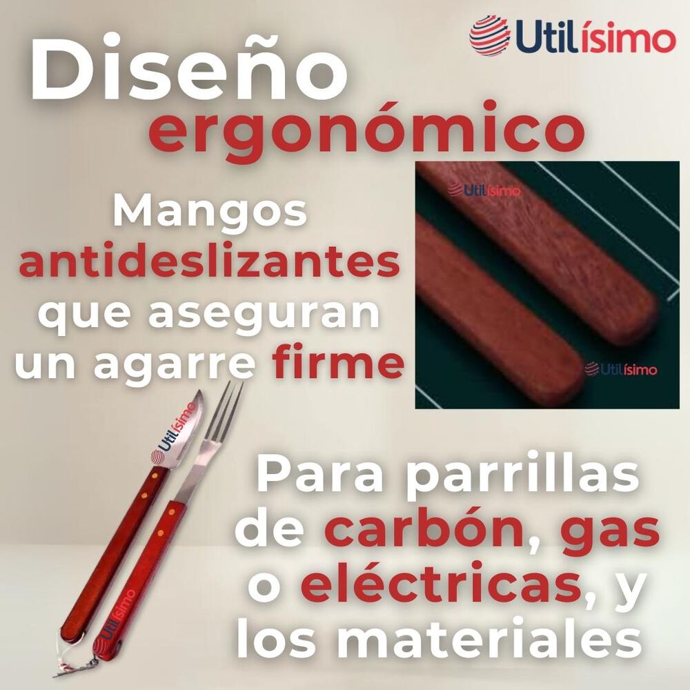 Set Cuchillo + Tenedor Para Parrillas Y Asados Acero Inoxidable image number 9.0
