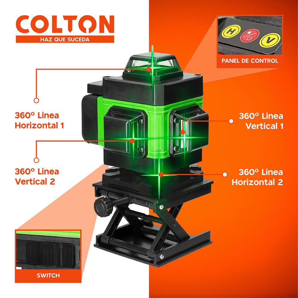 Nivel L&aacute;ser 16 L&iacute;neas Colton Auto + 2 Bater&iacute;as + Tr&iacute;pode image number 2.0