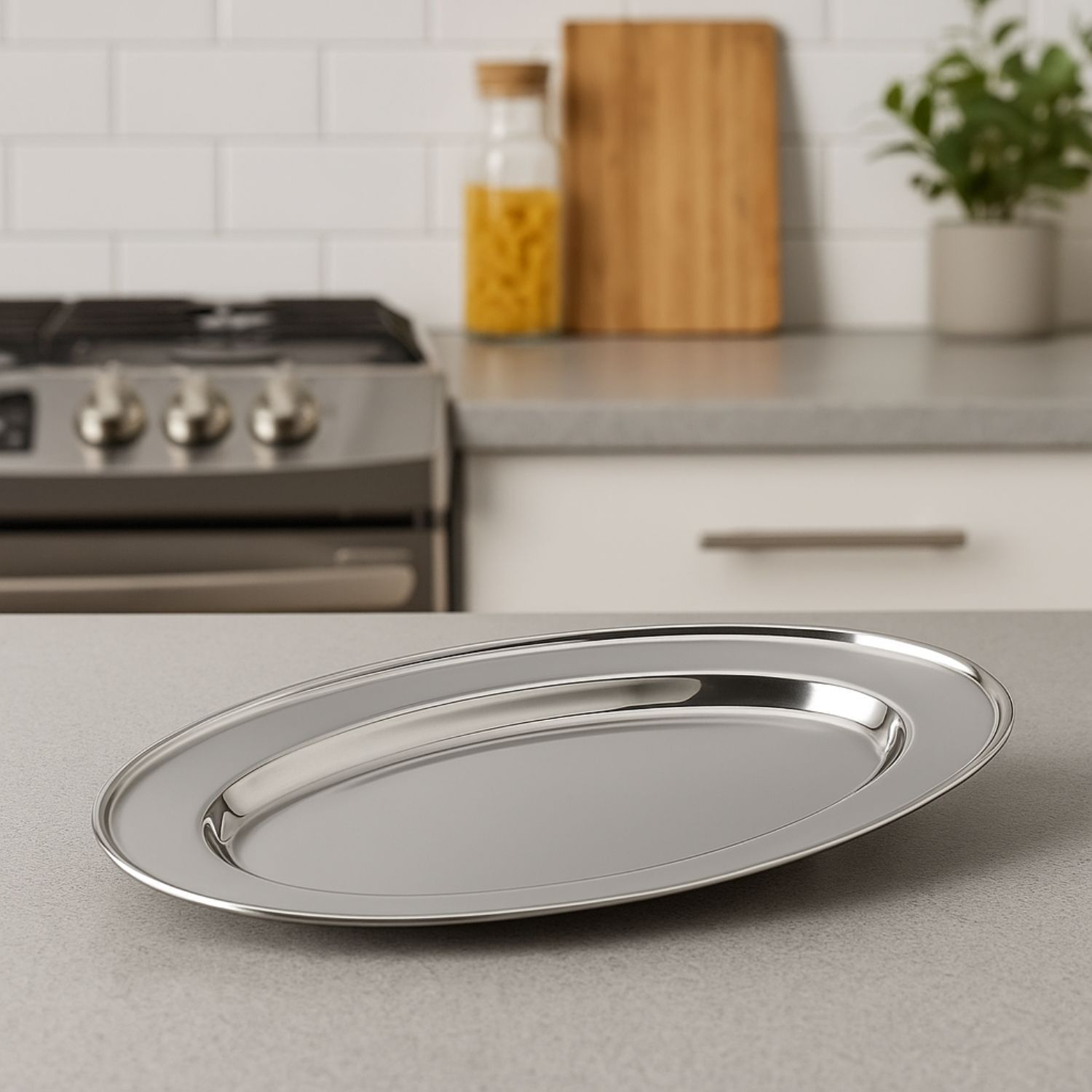 Bandeja Plato Oval Para Servicio 35cm Acero Inox Cuiner image number 2.0
