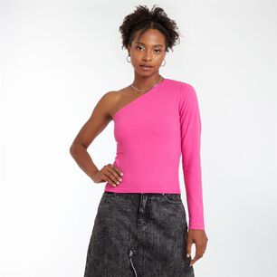 Polera Un Hombro Manga Larga Cuello Diagonal Mujer Rolly Go