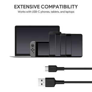 Aukey Cable Trenzado Nylone Usb 2.0 A Usb-c 0,9m Negro Cb-cd30-b