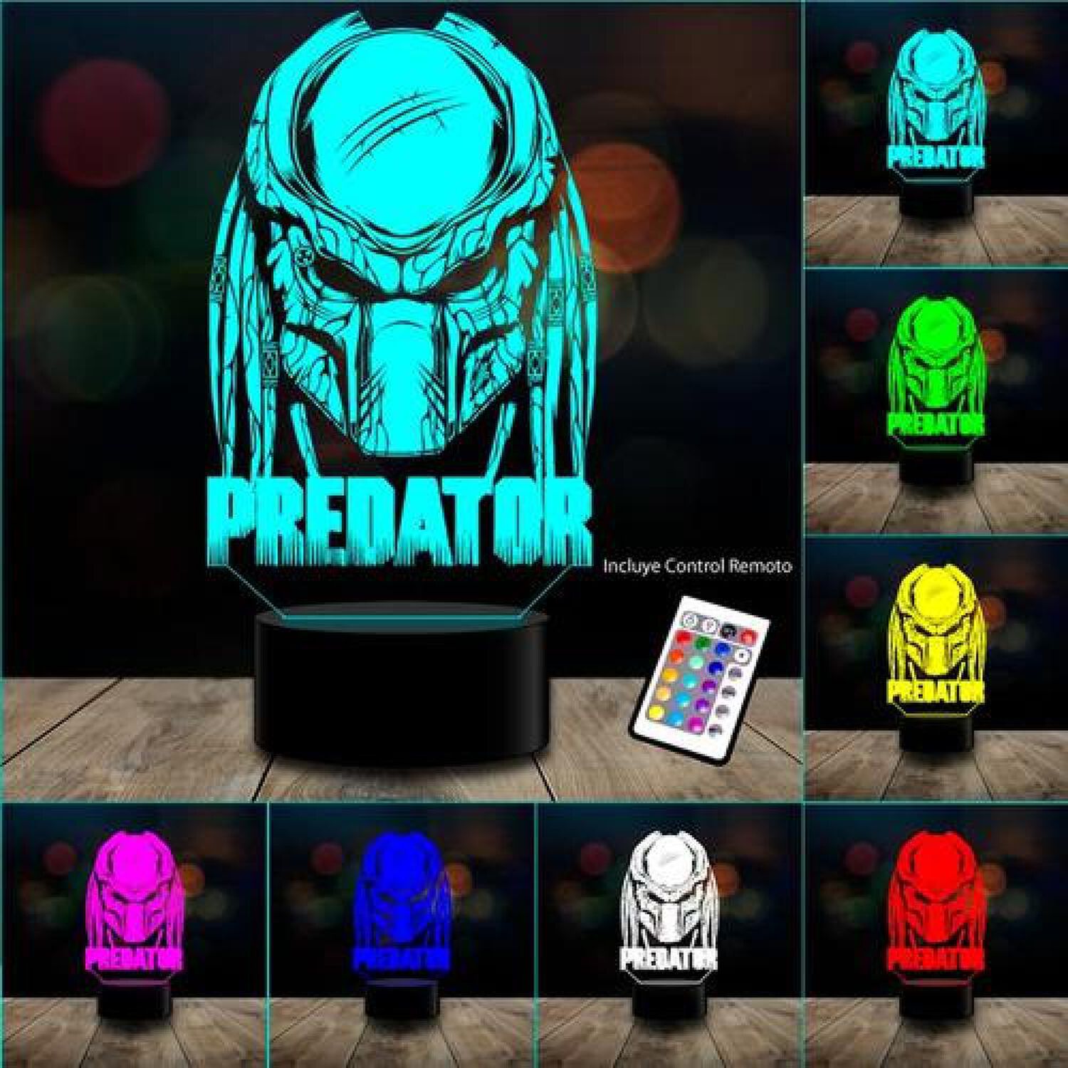 Lampara 3d Predator Depredador Control Remoto 16 Colores image number 1.0