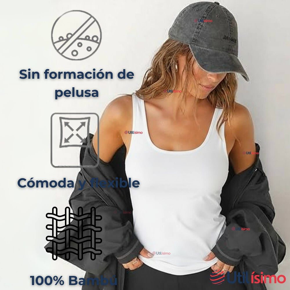 Polera Camiseta Sin Mangas Fibra De Bambú Básica Lisa Elástica Mujer Colores Surtidos image number 7.0