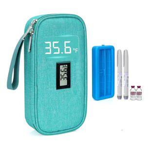 Bolso Estuche De Viaje Cooler Porta Insulina Diab&eacute;ticos Oneder Tela Verde