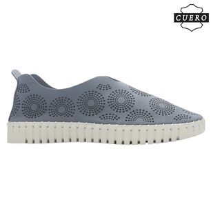 Zapato De Cuero Mujer Chalada Tren-1 Azul Casual