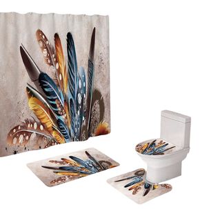 Juego De Ba&ntilde;o Set De 4 Piezas Cortina + Tapa Wc + 2 Alfombras