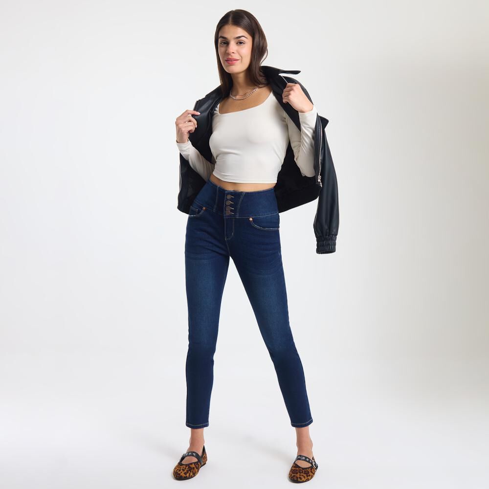 Jeans Tiro Alto Con Botones Super Skinny Mujer Rolly Go image number 1.0