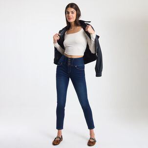 Jeans Tiro Alto Con Botones Super Skinny Mujer Rolly Go Jeans Tiro Alto Con Botones Super Skinny Mujer Rolly Go