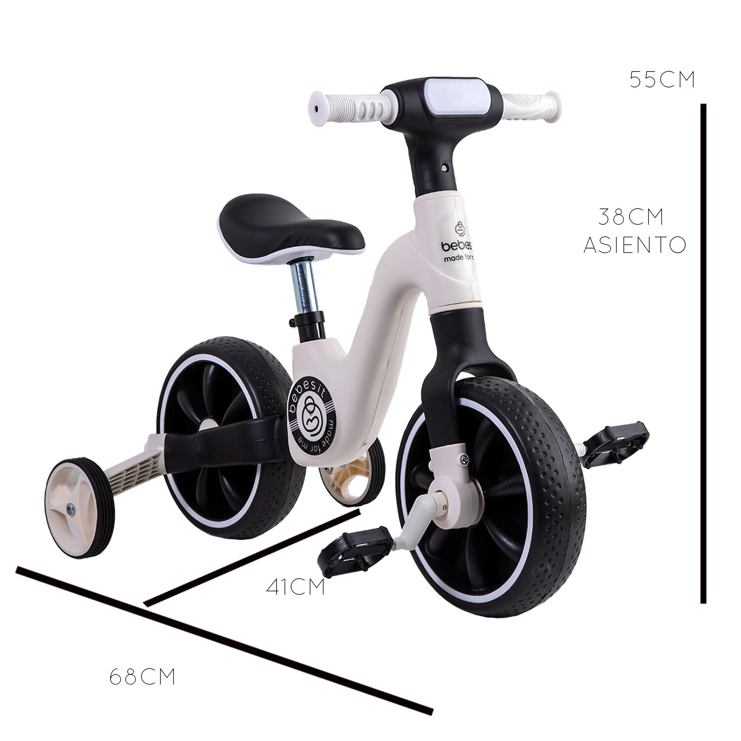 Triciclo Bicicleta Aprendizaje Pedales 2 En 1 Xt05 Blanco image number 3.0
