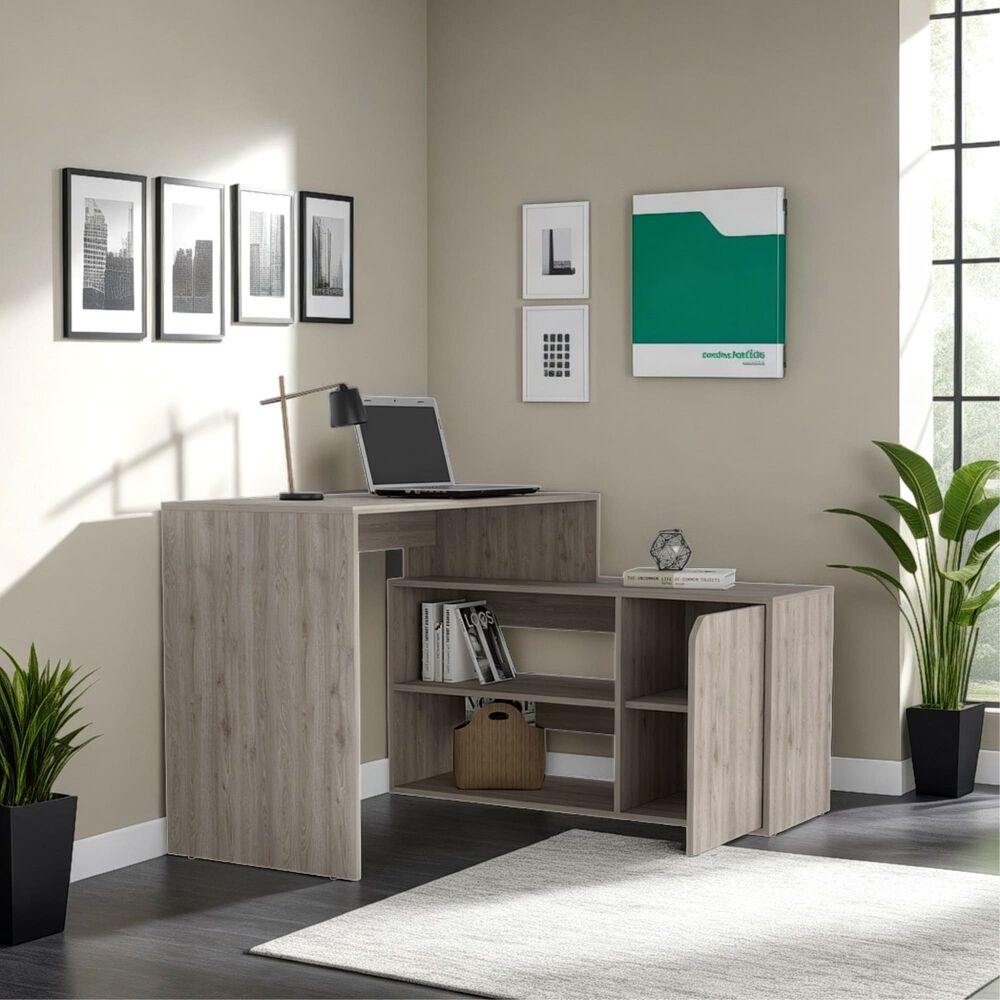 Escritorio En L 1 Puerta 116,6x100x73,6 Cm Fm-033g Gris image number 6.0