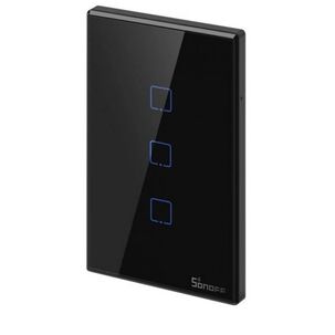 Interruptor De Pared Sonoff T3us3c-tx Rf De 3 Canales Negro