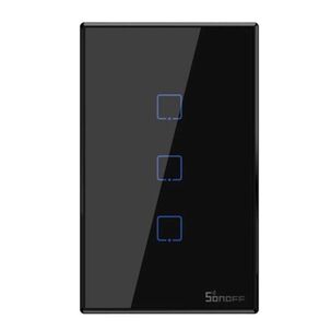 Interruptor De Pared Sonoff T3us3c-tx Rf De 3 Canales Negro