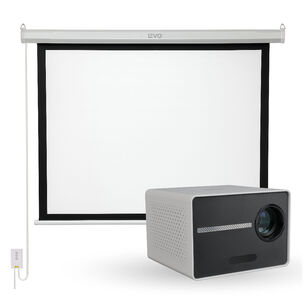Proyector Portatil Halo 9000lm + Telón Electrico 60" Levo