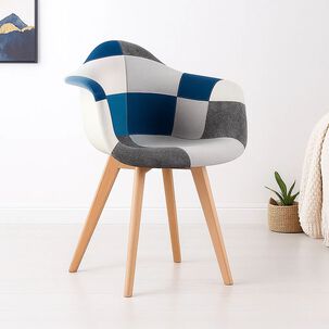 Butaca Sitial Patchwork Acolchado Wood - Celeste