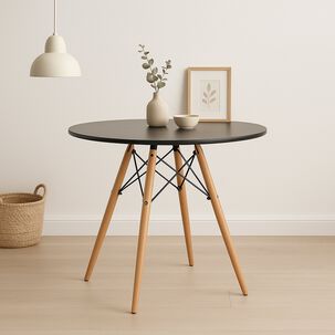 Mesa De Comedor Eames 80cm Redonda - Negra
