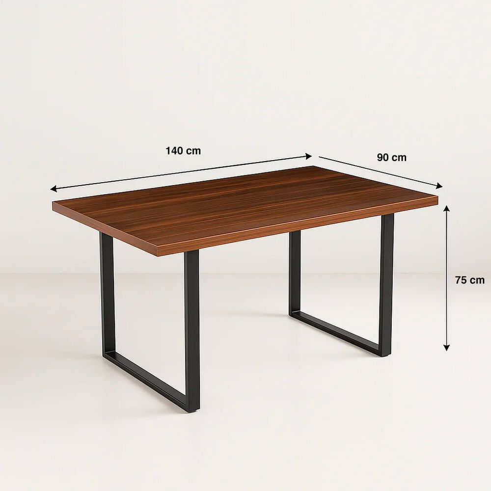Mesa De Comedor Estilo Industrial 140x90 - Madera Oscura Walnut image number 10.0