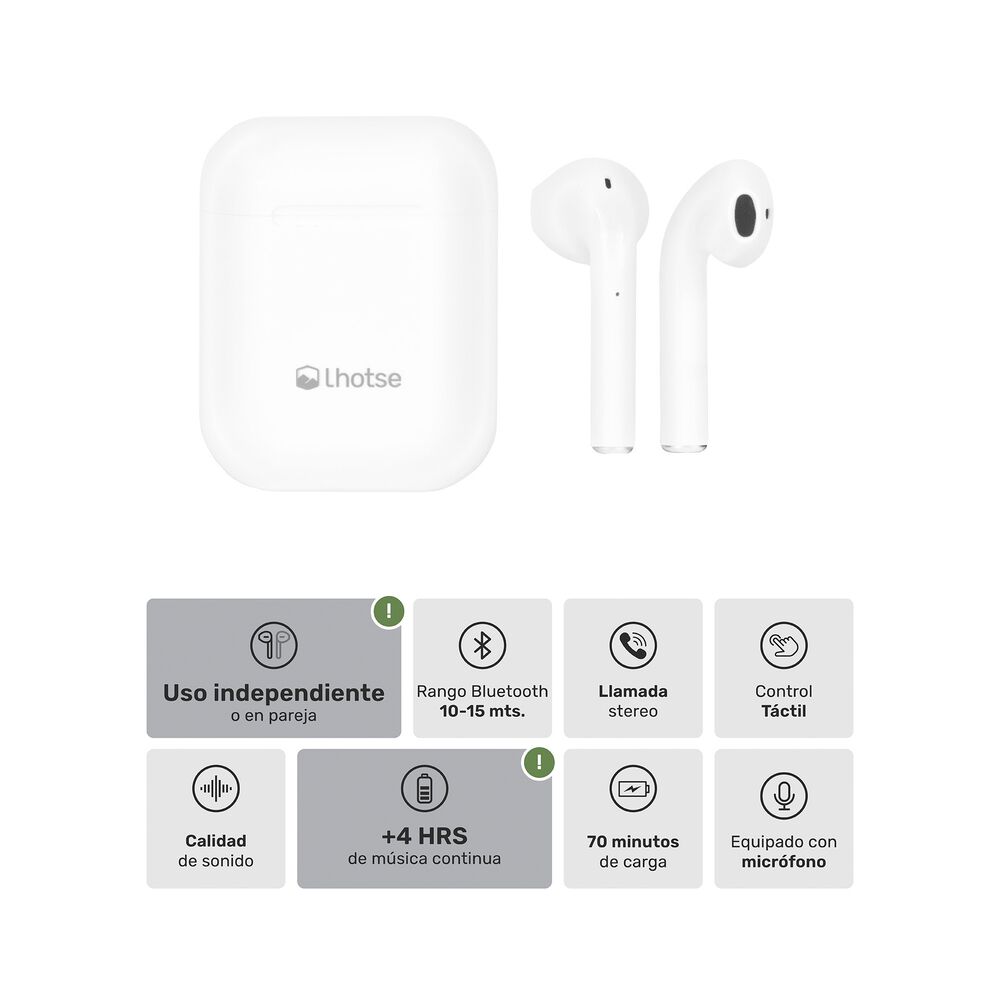 Aud&iacute;fonos Lhotse Bluetooth Inal&aacute;mbrico Rm12 Blanco image number 2.0