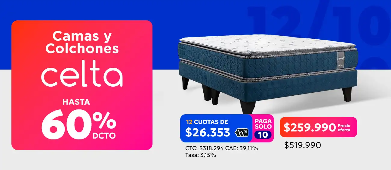 Celta colchones hasta 60%  descuento