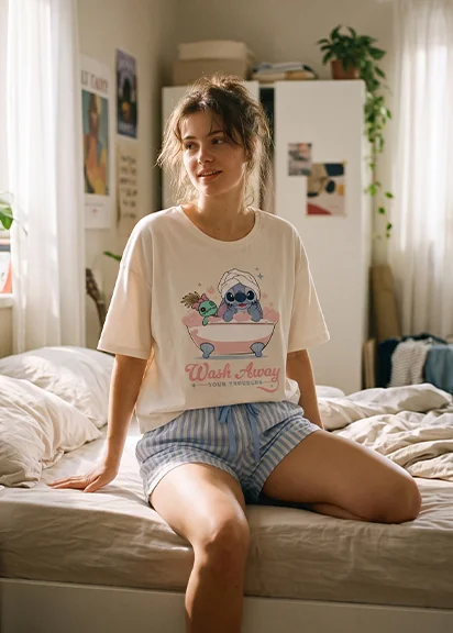 Pijama de polera y short a rayas – Pijamas y pantuflas hasta 60% dcto en Hites