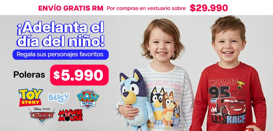 Regala sus personajes favoritos Poleras $5.990