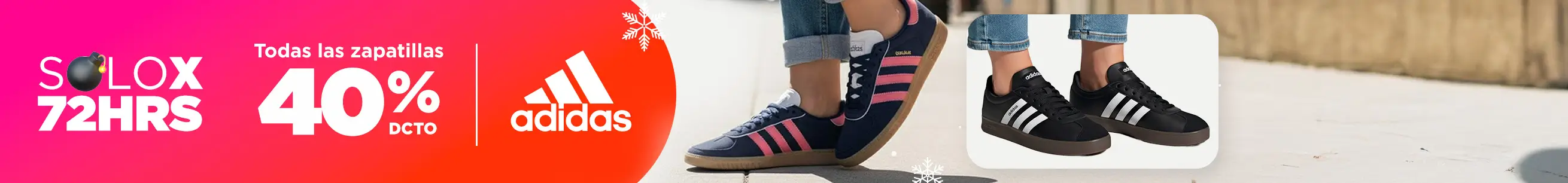 Solo por 72 horas, 40% dcto todas las zapatillas Adidas