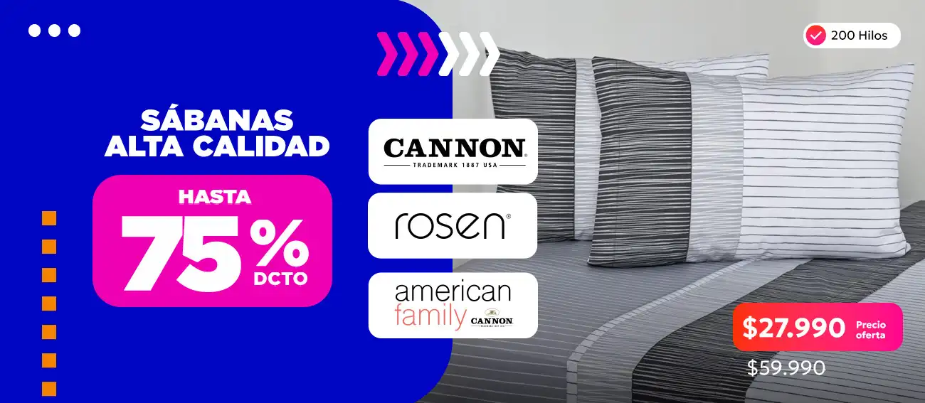 SÁBANAS ALTA CALIDAD	hasta 75% dcto