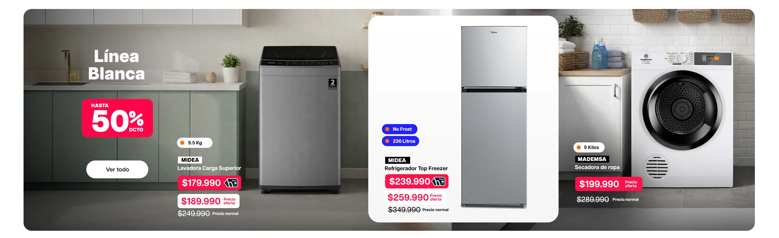 Línea Blanca Hasta 50% dcto