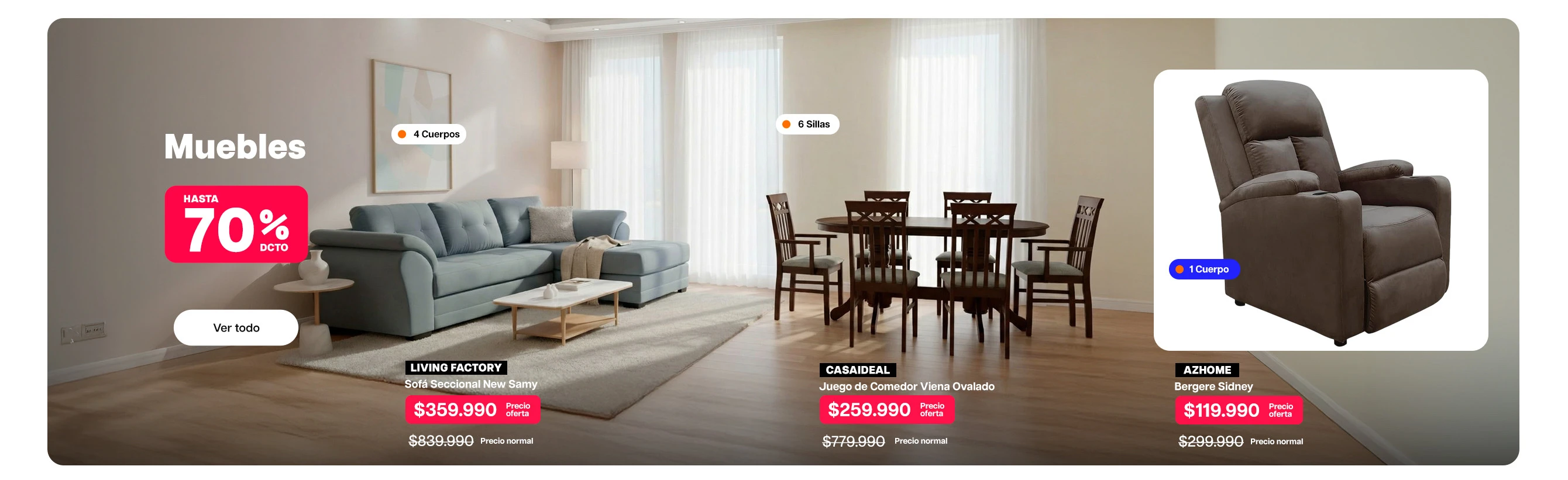Muebles Hasta 70% dcto