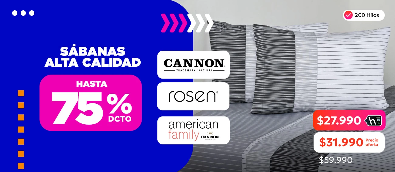 SÁBANAS ALTA CALIDAD	hasta 75% dcto