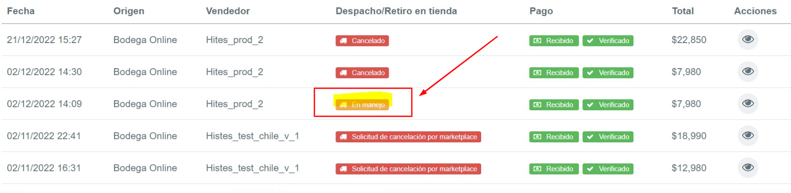 ÓRDENES Y ENVÍOS MULTIVENDE Marketplace Hites.com