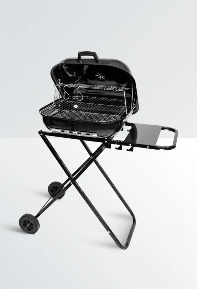 Parrilla Asado Plegable Carbón Tapa Rueda