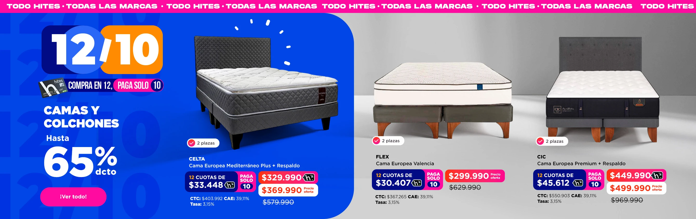 camas y colchones hasta 65% de descuento