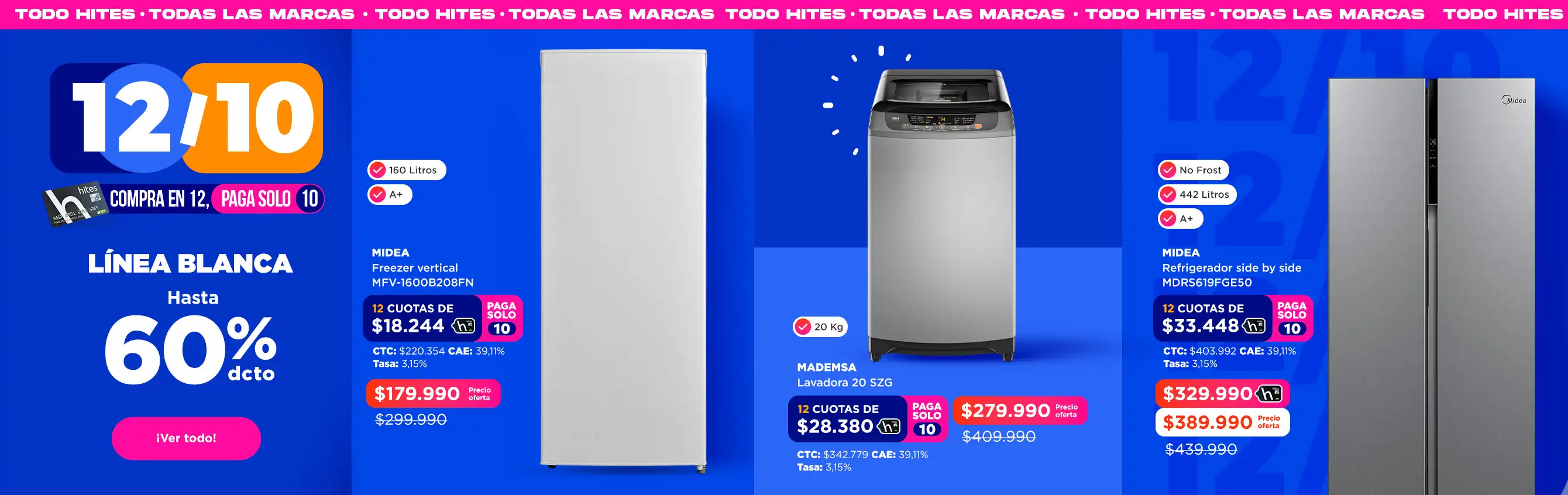 línea blanca hasta 60% de descuento