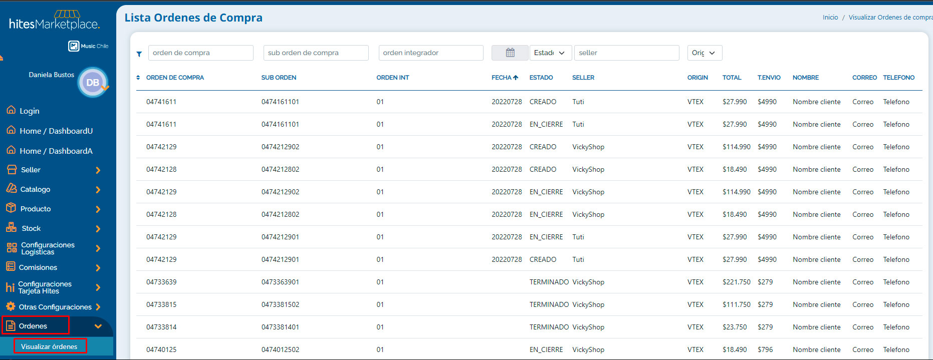  VISUALIZAR ÓRDENES EN SELLER CENTER Marketplace Hites.com