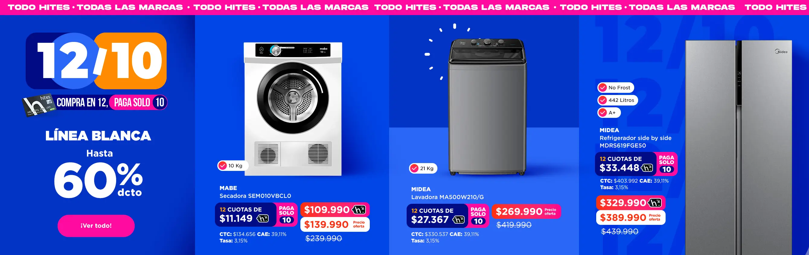 línea blanca hasta 60% de descuento