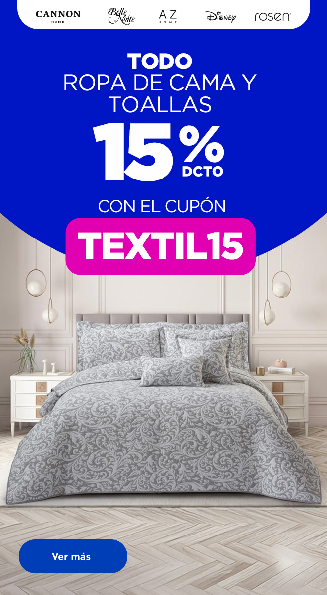 TEXTIL15 para un 15% de dcto.