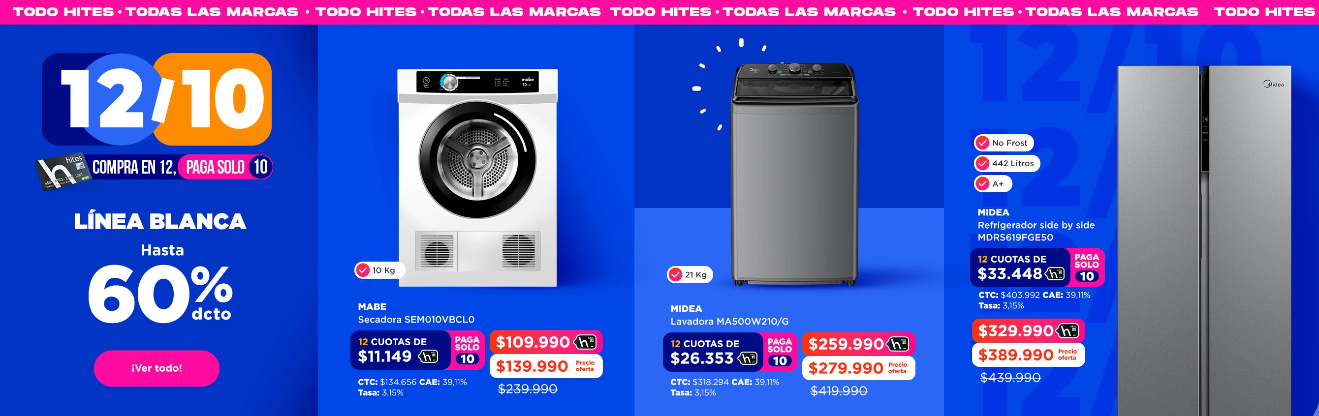 línea blanca hasta 60% de descuento