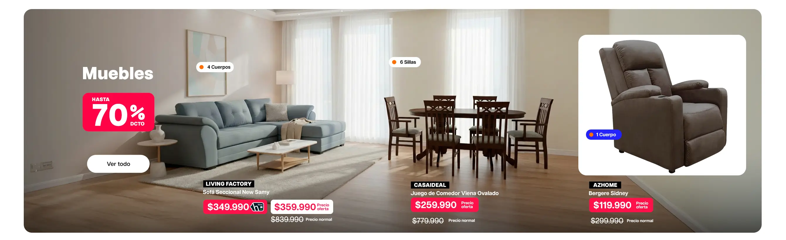 Muebles Hasta 70% dcto