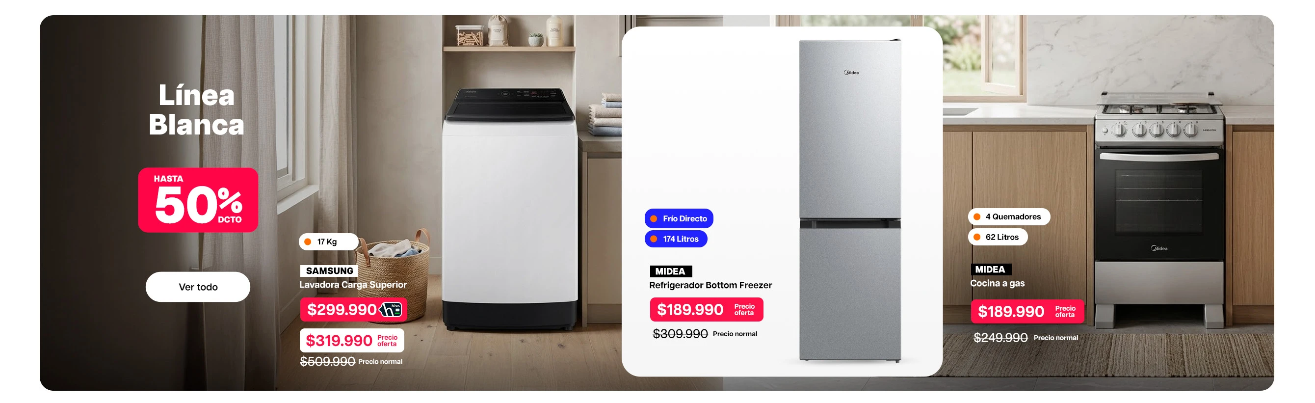 Línea Blanca Hasta 50% dcto