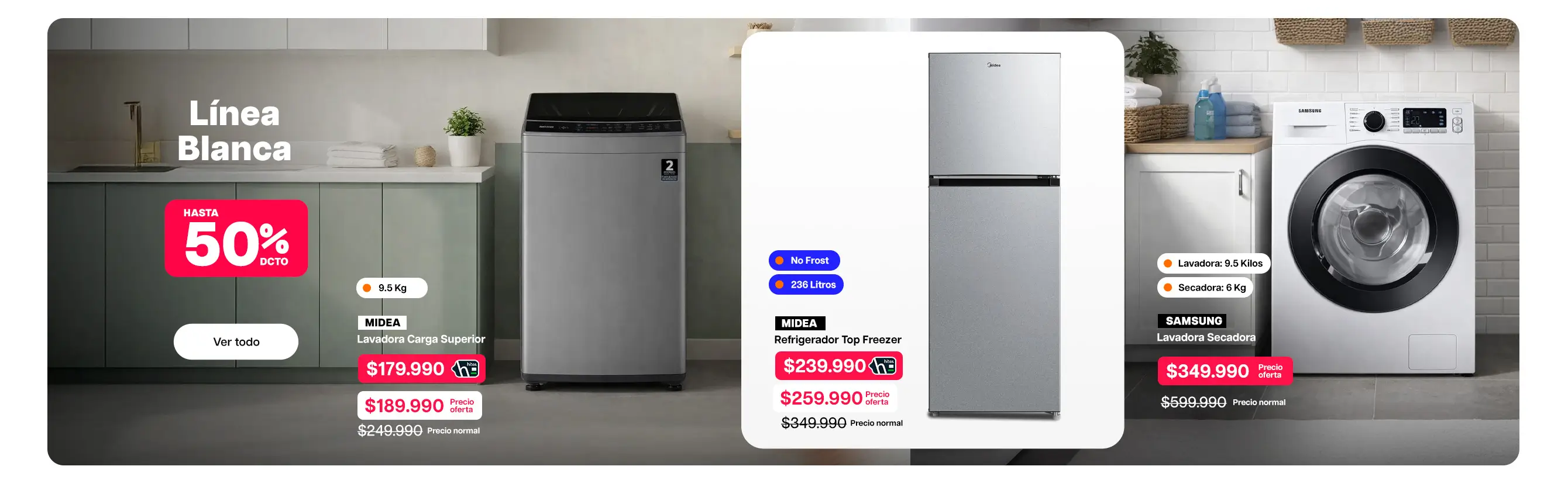 Línea Blanca Hasta 50% dcto