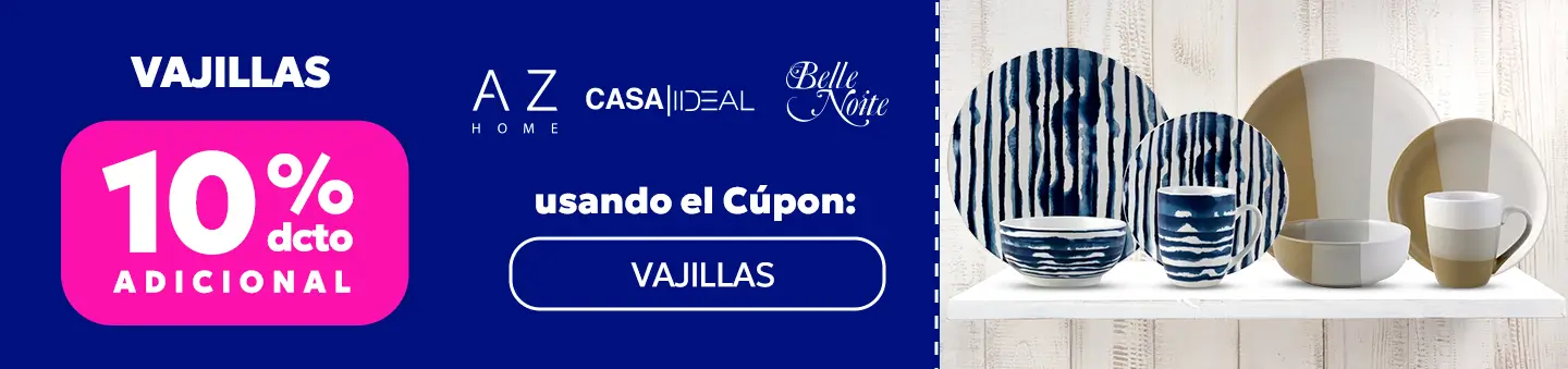 Obten un 10% dcto adicional usando el Cúpon: VAJILLAS