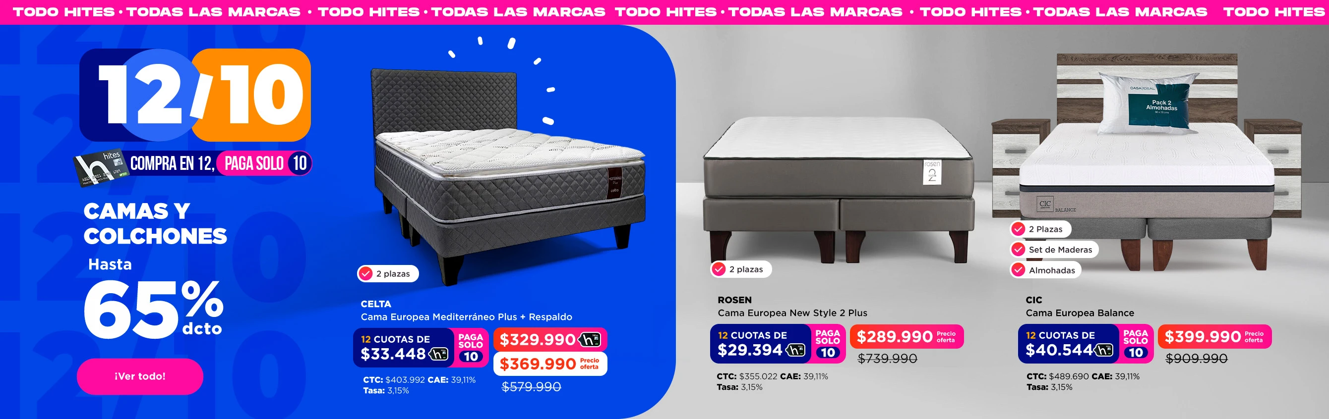 camas y colchones hasta 65% de descuento