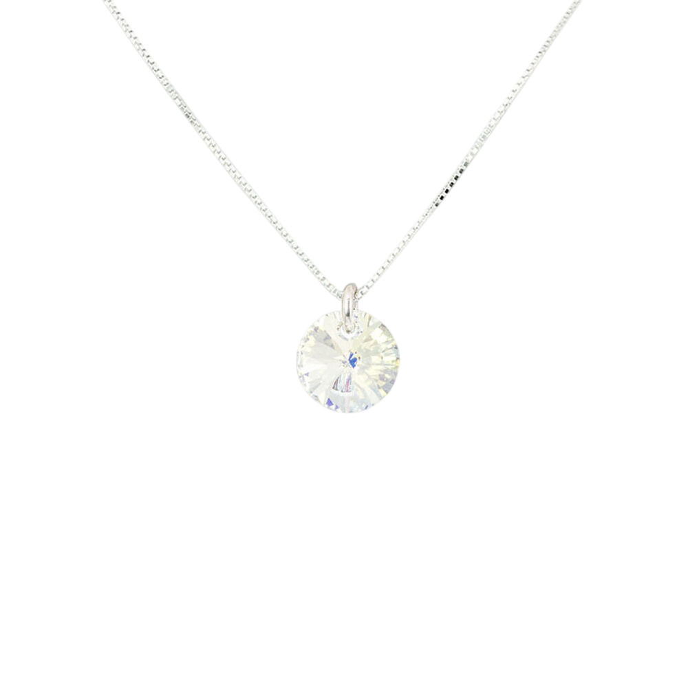 Collar Punto De Luz Plata Italiana 925 Y Cristal Genuino Aurora Boreal  