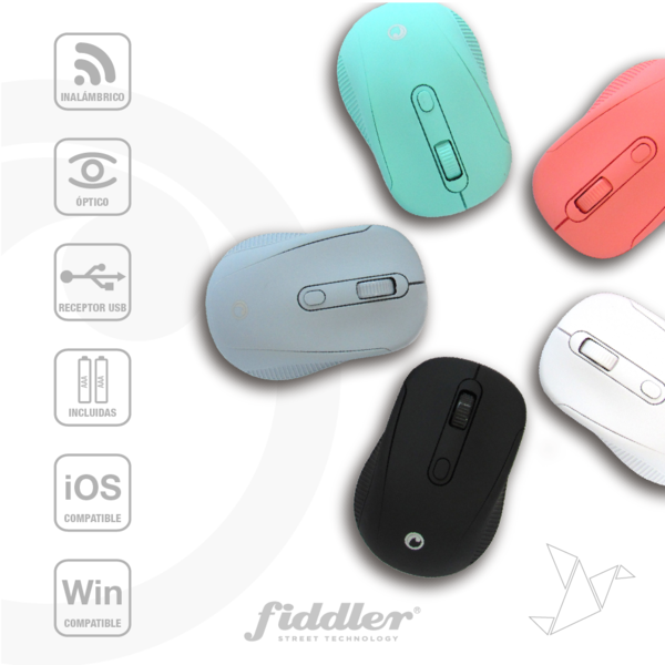 Mouse Óptico Inalámbrico Fiddler Gris FD-223